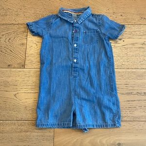 Denim Shortall Romper - Primary